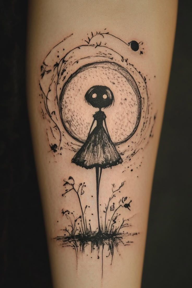 female gothic tattoo sleeve