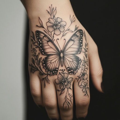 butterfly hand tattoo for women