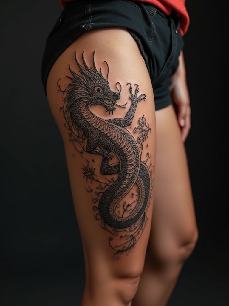 feminine dragon tattoo for women
