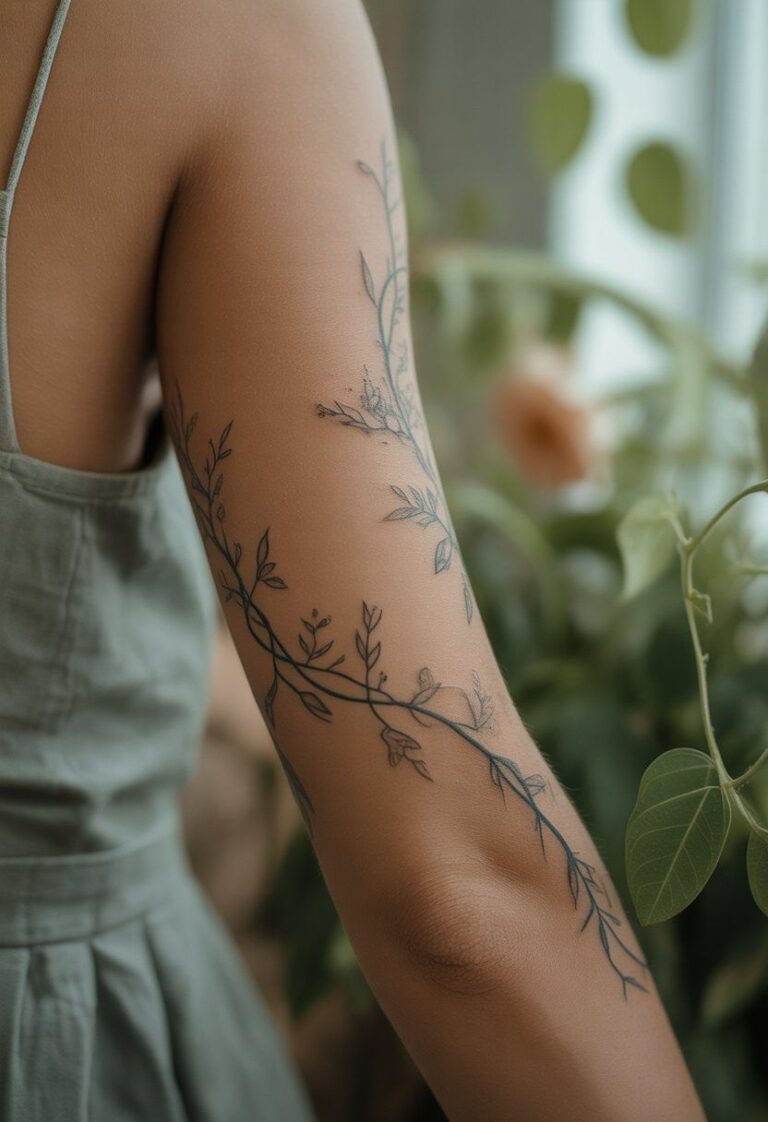 Leaf Wrap Around Tattoo Arm
